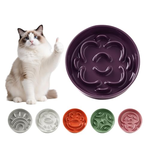 Anti Schling Napf Katze Keramik - Antischlingnapf Hunde Klein - Futternapf Langsam Fressen Interaktiver Labyrinth Design - Anti-Barf und rutschfest Napf Für Kleine Haustiere - Lila - 180g Anti Schling Napf Katze Keramik - Antischlingnapf Hunde Klein - Futternapf Langsam Fressen Interaktiver Labyrinth Design - Anti-Barf und rutschfest Napf Für Kleine Haustiere - Lila - 180g von PTOBER