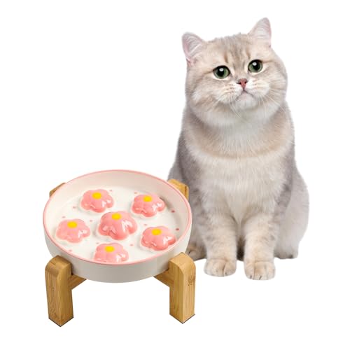 Anti Schling Napf Katzen Erhöht - Antischlingnapf Katze aus Keramik mit rutschfestem Ständer - Bunter Katzennapf im Labyrinth Design - Interaktiver Futternapf Katze Langsam Fressen - Pinke Blumen Anti Schling Napf Katzen Erhöht - Antischlingnapf Katze aus Keramik mit rutschfestem Ständer - Bunter Katzennapf im Labyrinth Design - Interaktiver Futternapf Katze Langsam Fressen - Pinke Blumen von PTOBER