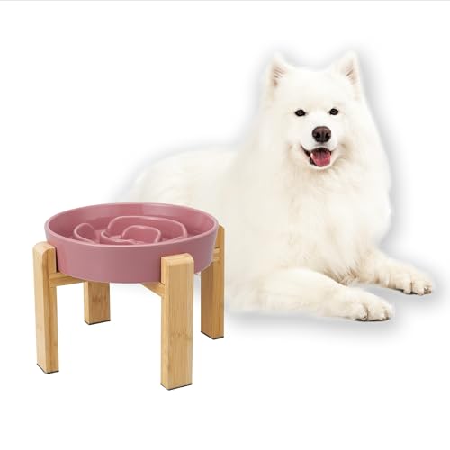 Antischlingnapf Hunde Keramik Hundenapf Erhöht - Anti Schling Napf Hund mit rutschfestem Bambusständer - Futternapf für mittelgroße und große Hunde - Fressnapf Hund Langsam Essen - Rosa - 22,5 cm Antischlingnapf Hunde Keramik Hundenapf Erhöht - Anti Schling Napf Hund mit rutschfestem Bambusständer - Futternapf für mittelgroße und große Hunde - Fressnapf Hund Langsam Essen - Rosa - 22,5 cm von PTOBER