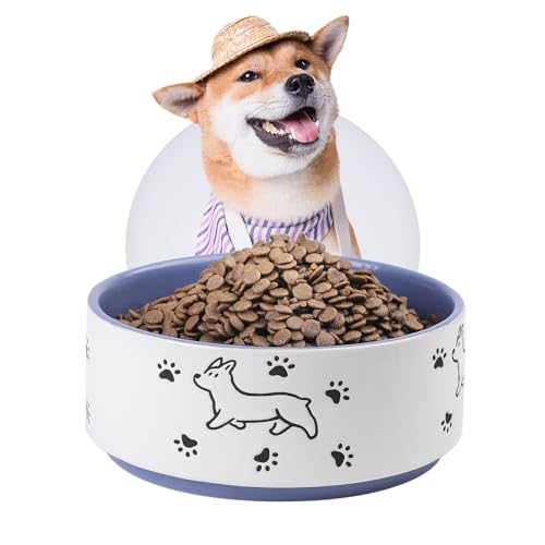 Futternapf Hund Keramik Hundenapf Groß - Fressnapf Hund mit Fröhlichem Welpen Motiv - Futterschüssel und Wassernapf für mittelgroße bis große Hunde - 20,3 cm - 1900 ml - Lila Futternapf Hund Keramik Hundenapf Groß - Fressnapf Hund mit Fröhlichem Welpen Motiv - Futterschüssel und Wassernapf für mittelgroße bis große Hunde - 20,3 cm - 1900 ml - Lila von PTOBER