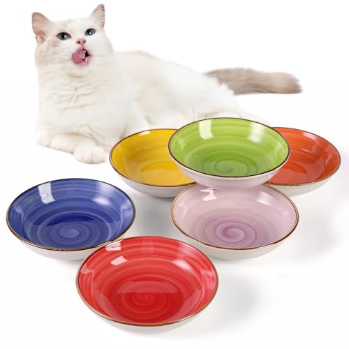PTOBER Katzenfutternapf-Set - Keramik Katzennapf Set mit Wirbelmuster - Mehrfarbig - 6 Stück - 250 ml PTOBER Katzenfutternapf-Set - Keramik Katzennapf Set mit Wirbelmuster - Mehrfarbig - 6 Stück - 250 ml von PTOBER
