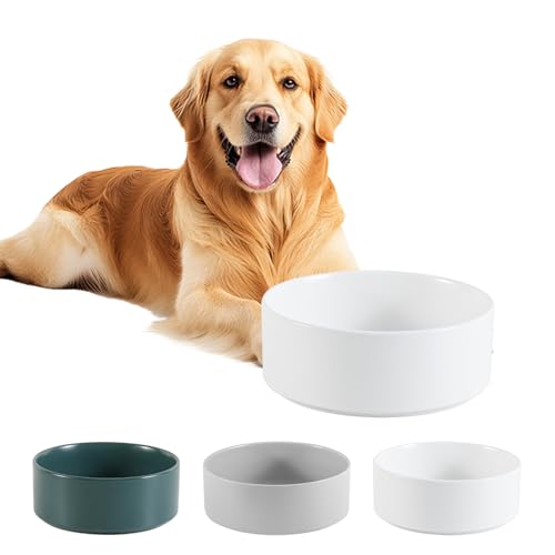 Hundenapf Keramik Futternapf Hund Groß - Fressnapf & Wassernapf für mittelgroße und große Hunde - 750 g / 1750 ml - Weiß (1 Stück) von PTOBER