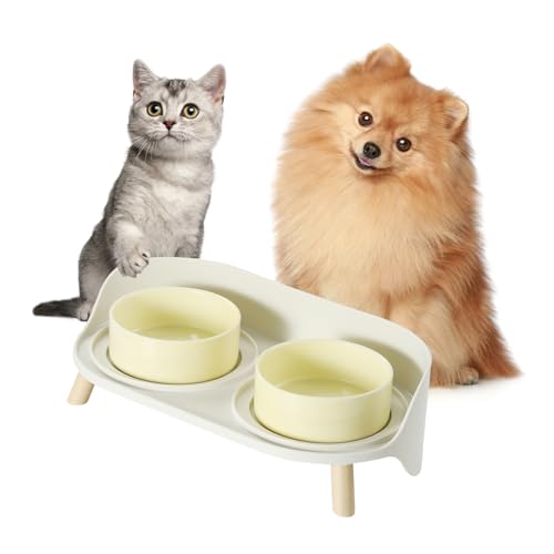 Hundenapf Set Erhöht Hunde Napfset - Doppel Fressnapf Hund Keramik mit Spritzschutz Ständer - Hundenäpfe 2er Set für Futter und Wasser - Futterstation für Kleine Hunde und Katzen - 2 x 300 ml - Gelb Hundenapf Set Erhöht Hunde Napfset - Doppel Fressnapf Hund Keramik mit Spritzschutz Ständer - Hundenäpfe 2er Set für Futter und Wasser - Futterstation für Kleine Hunde und Katzen - 2 x 300 ml - Gelb von PTOBER