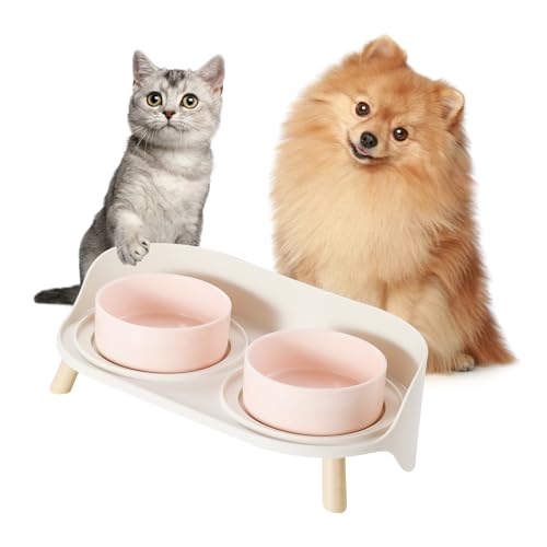 Hundenapf Set Erhöht Hunde Napfset - Doppel Fressnapf Hund Keramik mit Spritzschutz Ständer - Hundenäpfe 2er Set für Futter und Wasser - Futterstation für Kleine Hunde und Katzen - 2 x 300 ml - Rosa Hundenapf Set Erhöht Hunde Napfset - Doppel Fressnapf Hund Keramik mit Spritzschutz Ständer - Hundenäpfe 2er Set für Futter und Wasser - Futterstation für Kleine Hunde und Katzen - 2 x 300 ml - Rosa von PTOBER