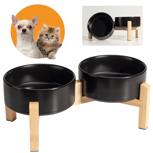 Hundenapf Set Erhöht Hunde Napfset - Doppel Napf Hund Keramik mit rutschfestem Ständer - Futterstation Hund - Hundenäpfe 2er Set für Futter und Wasser - Ideal für Kleine Hunde und Katzen - 2 x 480 ml Hundenapf Set Erhöht Hunde Napfset - Doppel Napf Hund Keramik mit rutschfestem Ständer - Futterstation Hund - Hundenäpfe 2er Set für Futter und Wasser - Ideal für Kleine Hunde und Katzen - 2 x 480 ml von PTOBER