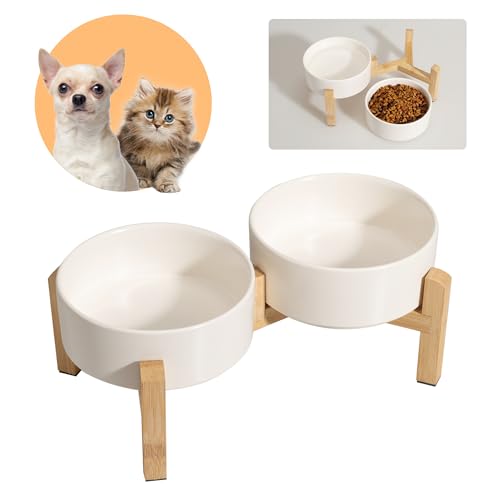 Hundenapf Set Erhöht Hunde Napfset - Doppel Napf Hund Keramik mit rutschfestem Ständer - Futterstation Hund - Hundenäpfe 2er Set für Futter und Wasser - Ideal für Kleine Hunde und Katzen - 2 x 480 ml Hundenapf Set Erhöht Hunde Napfset - Doppel Napf Hund Keramik mit rutschfestem Ständer - Futterstation Hund - Hundenäpfe 2er Set für Futter und Wasser - Ideal für Kleine Hunde und Katzen - 2 x 480 ml von PTOBER