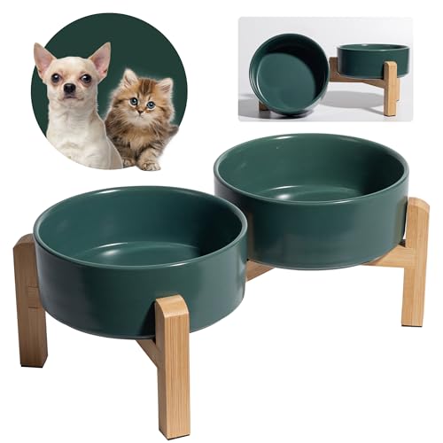Hundenapf Set Erhöht Hunde Napfset - Doppel Napf Hund Keramik mit rutschfestem Ständer - Futterstation Hund - Hundenäpfe 2er Set für Futter und Wasser - Ideal für Kleine Hunde und Katzen - 2 x 480 ml Hundenapf Set Erhöht Hunde Napfset - Doppel Napf Hund Keramik mit rutschfestem Ständer - Futterstation Hund - Hundenäpfe 2er Set für Futter und Wasser - Ideal für Kleine Hunde und Katzen - 2 x 480 ml von PTOBER
