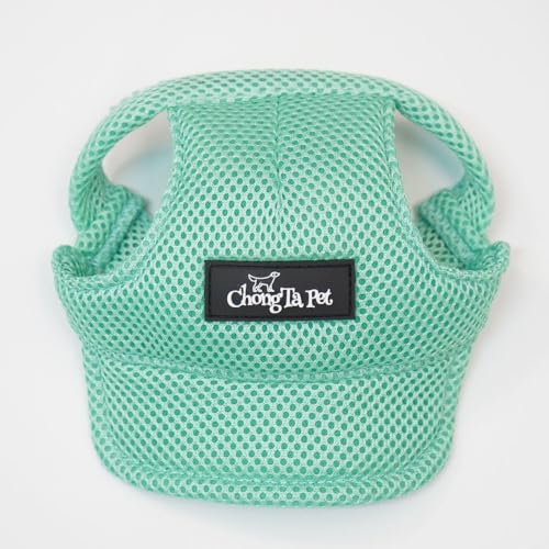 Baseballkappe für Hunde, Katzen, Sommer, Strandvisier mit Ohrlöchern, verstellbarer Welpen-Sonnenhauben-Kopfschmuck (Grün, S) von PTWSF