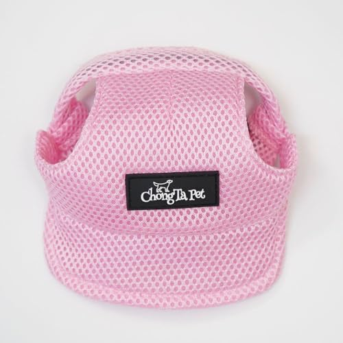 Baseballkappe für Hunde, Katzen, Sommer, Strandvisier mit Ohrlöchern, verstellbarer Welpen-Sonnenhauben-Kopfschmuck (Rosa, M) von PTWSF