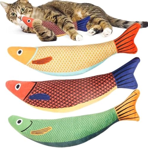 Katzenspielzeug, Saury Fish, 3 Stück, Katzenminze, Knistergeräusch, weich und langlebig, interaktiver Kätzchen-Kicker für Indoor-Kätzchen-Übungen, 24,9 cm, für alle Rassen von PTWSF