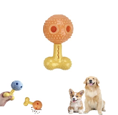 PTWSF Hundespielzeug aus Silikon, unzerstörbarer Hundeball für aggressive Kauer, interaktives Leckerli-Spielzeug gegen Langeweile, um sie zu beschäftigen, großer aggressiver Kauball (Orange) von PTWSF