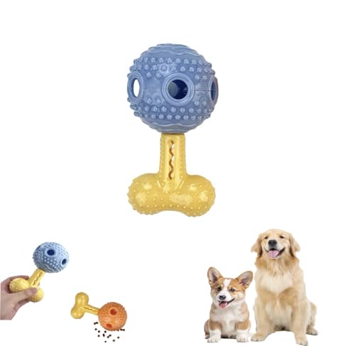 PTWSF Hundespielzeug aus Silikon, unzerstörbarer Hundeball für aggressive Kauer, interaktives Leckerli-Spielzeug gegen Langeweile, um sie zu beschäftigen, großer aggressiver Kauball (blau) von PTWSF