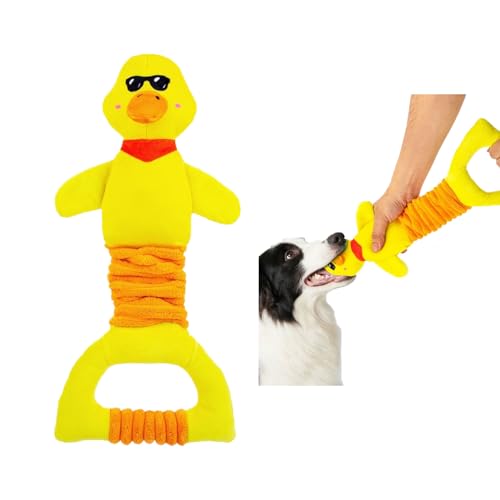 Tug of War Hundespielzeug, Quietschendes Plüsch-Hundespielzeug für mittelgroße und große Rassen, interaktives Knister-Hundespielzeug, niedliche gelbe Ente mit weichem langem Ziehgriff Tug of War Hundespielzeug, Quietschendes Plüsch-Hundespielzeug für mittelgroße und große Rassen, interaktives Knister-Hundespielzeug, niedliche gelbe Ente mit weichem langem Ziehgriff von PTWSF