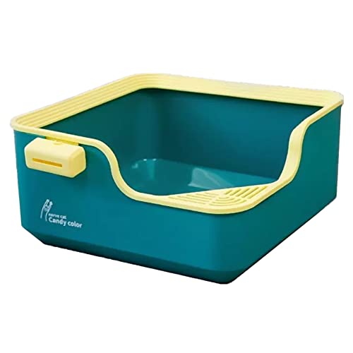 Spritzschutz für Katzen, von Oben zugänglich, Katzentoilette mit Schaufel für Haustierstreu, kein Verschütten von Streu, Abnehmbarer hoher Rand (grün, 44 x 44 x 22 cm) von PTYYMX