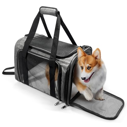Pucewmy Haustier-Tragetasche für große Katzen, weiche Seiten, Hundetasche, Tiertrage, Reise-Welpen-Tragetasche, bis zu 11,3 kg, 50,8 x 33 x 33 cm, Grau Pucewmy Haustier-Tragetasche für große Katzen, weiche Seiten, Hundetasche, Tiertrage, Reise-Welpen-Tragetasche, bis zu 11,3 kg, 50,8 x 33 x 33 cm, Grau von PUCEWMY