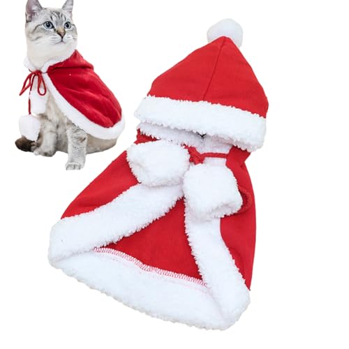 Katze Weihnachten Umhang - Weihnachten Welpe Umhang Atmungsaktiv und Verstellbar - Haustier Kostü Zubehör für Weihnachtsfeier, Themenparty, Foto Requisiten, Reisen, Spaziergang Puchen von PUCHEN