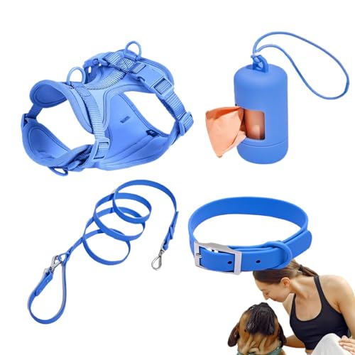 PUCHEN Hundegeschirr-Set, mittelgroße Hunde, Haustiergeschirr, Halsband und Leine, Hundeweste, Geschirr mit Leine, Sicherheitshalsband, verstellbar mit Kotbeutelhalter von PUCHEN