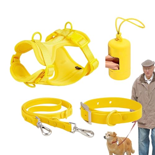 PUCHEN Hundegeschirr-Set, mittelgroße Hunde, kein Ziehen, Hundegeschirr für mittelgroße Hunde, Hundegeschirr mit Leine, Sicherheitshalsband, verstellbar mit Kotbeutelhalter von PUCHEN