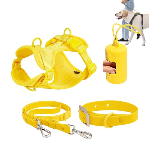PUCHEN Hundegeschirr-Set – verstellbares Hundegeschirr Halsband – Multifunktionsleine Set für mittelgroße Hunde einfacher Spaziergang jeden Tag verstellbares Hundehalsband modisch von PUCHEN