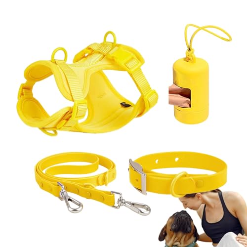 PUCHEN Hundeleinen-Set – Hundehalsband-Geschirr-Set – kleines Haustiergeschirr, Halsband und Leine, kein Ziehen, verstellbare Hundeweste, Geschirre mit Kotbeutelhalter von PUCHEN