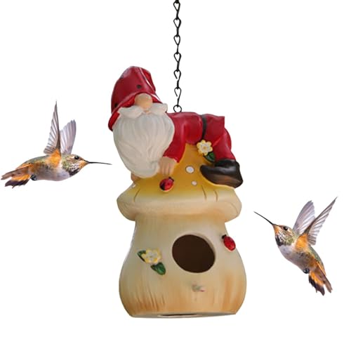 Kolibri-Haus zum Aufhängen, Pilz-Zwerg, Dekoration, Vogelhaus für draußen, dekoratives Vogelhaus, abgenutztes Kolibrihaus, handbemalt, wilder Nistkasten Kolibri-Haus zum Aufhängen, Pilz-Zwerg, Dekoration, Vogelhaus für draußen, dekoratives Vogelhaus, abgenutztes Kolibrihaus, handbemalt, wilder Nistkasten von PUCHEN