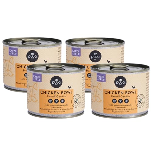 PUJA Premium Nassfutter für Katzen - feine Chicken Bowl 4x200g von PUJA