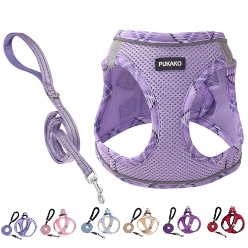 PUKAKO Welpengeschirr und Leine, Set für kleine Hunde und Leine, Step-in-Small Size Geschirr mit weichem Mesh und reflektierenden Bändern für extra kleine/kleine Hunde, Lavendel, Größe S PUKAKO Welpengeschirr und Leine, Set für kleine Hunde und Leine, Step-in-Small Size Geschirr mit weichem Mesh und reflektierenden Bändern für extra kleine/kleine Hunde, Lavendel, Größe S von PUKAKO