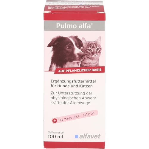 Alfavet Pulmo alfa | 100 ml | Flüssiges Ergänzungsfuttermittel für Hunde und Katzen | Zur Unterstützung der Atemwege | Mit pflanzlichen Substanzen und natürlichen Aromastoffen von O'ZOO GmbH