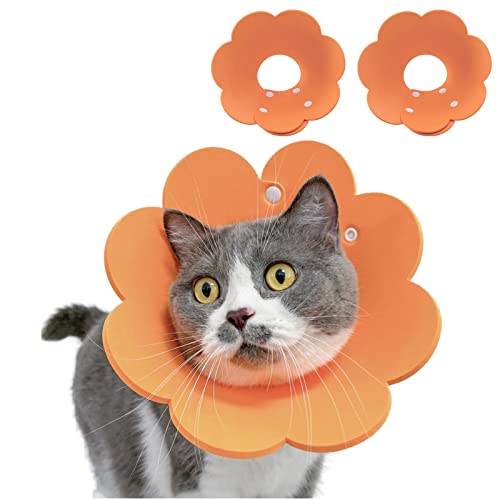 2 Stücke Halskrause Katze, Weicher Schutzkragen Katze Katzenkragen Wiederherstellung Halsband Weich Sonnenblume Katze Schutzkragen Nach Operation und Verletzungen(Orange, S) von PUMYPOREITY