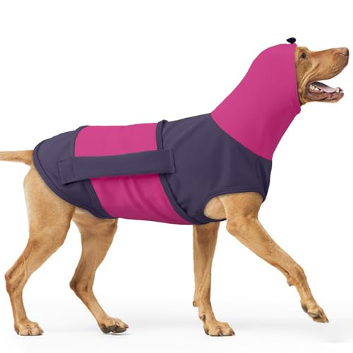 Beruhigungswesten für Hunde mit Ohrenschützer, Hundemantel zur Linderung von Angst Beruhigungsweste Weich Hoodie Reduziert Geräusche(Lila, XL) von PUMYPOREITY
