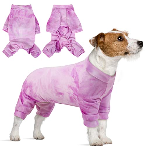 Bodys Hunde-Rehabilitationsanzug Overall Genesungsanzug Hund Nachtwäsche Onesie Vollständige Abdeckung Hundebody Langarm 4 Beine Pyjama ChirurgischeEinteiler für Weibliche/Männliche Hund(Lila, S) von PUMYPOREITY