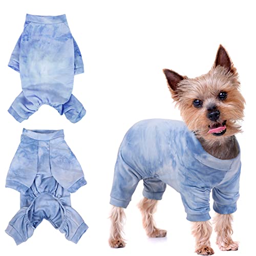 Einteiler für Hunde, Pullover Baumwolle mit Beinen Puppy Overall Jacken Haustier Schlafanzug Hundejacke Winddicht Hundemantel Warm für Kleine Mittlere Hunde(Blau, XS) von PUMYPOREITY