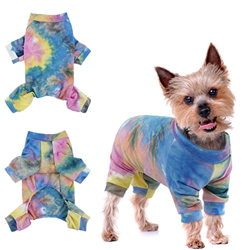 Einteiler für Hunde, Pullover Baumwolle mit Beinen Puppy Overall Jacken Haustier Schlafanzug Hundejacke Winddicht Hundemantel Warm für Kleine Mittlere Hunde(Regenbogen, XS) von PUMYPOREITY