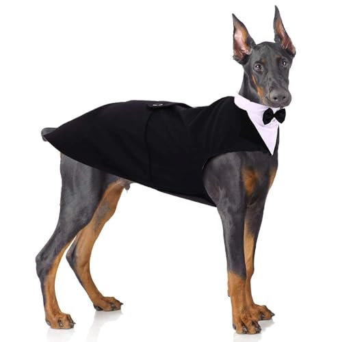 Formaler Smoking für mittelgroße und große Hunde, Hochzeitstier Hund Fliege Anzug Kleid Gentleman Hund Kleidung mit Fliege, Husky Beagle Samoyed Hound Party Kostüm Bandana Shirt, XL, schwarz von PUMYPOREITY