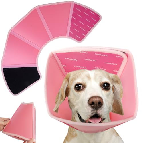 Halskrause Hund Leckschutz, Schutzhalsband Kegelhalsbänder Verstellbar Genesungshalsband Hundehalskrause Leckschutz Hund nach Op(Rosa, M) von PUMYPOREITY