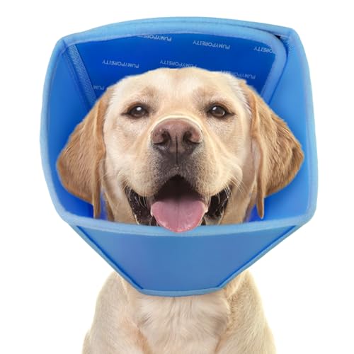 Hundetrichter, Leckschutz Hund Kastration Halsband für Haustiere Schutzhalsband Kegelhalsbänder aus Kunststoff Adjustable Elizabethan Collar Medizinische Halskrause Hund(Blau, XL) von PUMYPOREITY