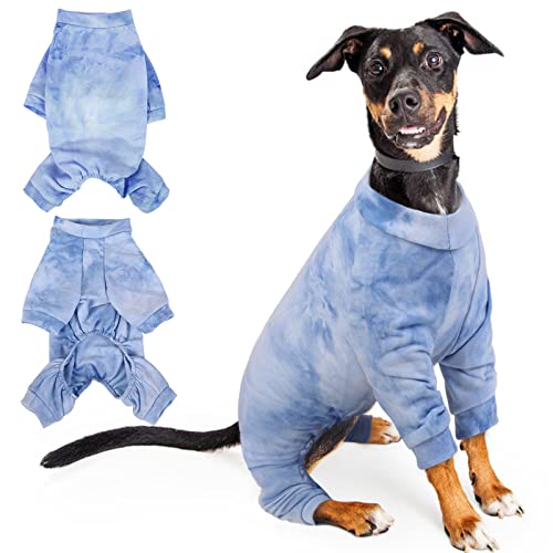 Hund Onesie, Hund Kleidung Weich HundPullover Atmungsaktiv Hund 4-beinige Hundepyjamas Jumpsuits Bodysuits Hund T-Shirts Bekleidung(Blau, L) von PUMYPOREITY