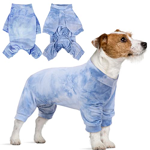 Hund Onesie, Hund Kleidung Weich HundPullover Atmungsaktiv Hund 4-beinige Hundepyjamas Jumpsuits Bodysuits Hund T-Shirts Bekleidung(Blau, M) von PUMYPOREITY