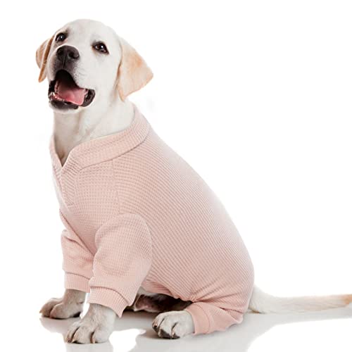 Hund Onesie, Hund Kleidung Weich HundPullover Atmungsaktiv Hund 4-beinige Hundepyjamas Jumpsuits Bodysuits Hund T-Shirts Bekleidung Puppy Overall(Rosa, L) von PUMYPOREITY
