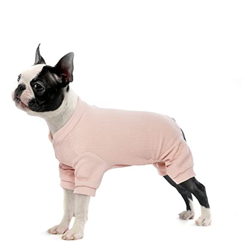 Einteiler für Hunde, Pullover mit Beinen Puppy Overall Jumpsuit Haustier Schlafanzug Weich Hundejacke Hundemantel Warm für Kleine Mittlere Große Hunde(Rosa, S) von PUMYPOREITY
