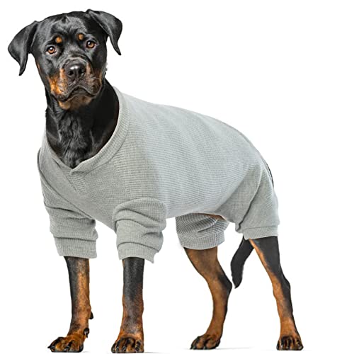 Hund Onesie, Hundepyjama Hunde Schlafkleidung Kleidung Weich Puppy Strampelanzug Hund 4-beinige Jumpsuit Bodysuit HundBekleidung mit Lange Ärmel(Grau, XL) von PUMYPOREITY