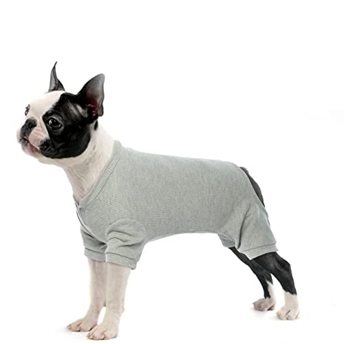 Hund Onesie, Hundepyjama Hunde Schlafkleidung Kleidung Weich Puppy Strampelanzug Hund 4-beinige Jumpsuit Bodysuit HundBekleidung mit Lange Ärmel(Grau, XS) von PUMYPOREITY