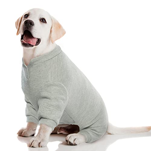 Hund Onesie, Hundepyjama Hunde Schlafkleidung Kleidung Weich Puppy Strampelanzug Hund 4-beinige Jumpsuit Bodysuit HundBekleidung mit Lange Ärmel(Grau, L) von PUMYPOREITY