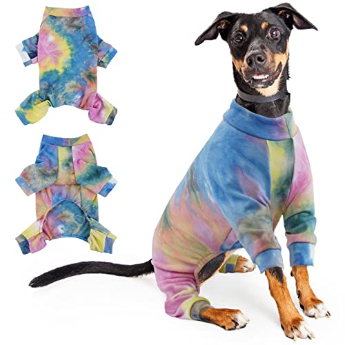 Hundebekleidung Hund Warme Winterweste Jacken 4-beinige Hunde Overall Winddicht Hundemantel Hundejacke Hundepullover Hundehemd für Kleine Mittlere Große Hunde(Regenbogen, XL) von PUMYPOREITY