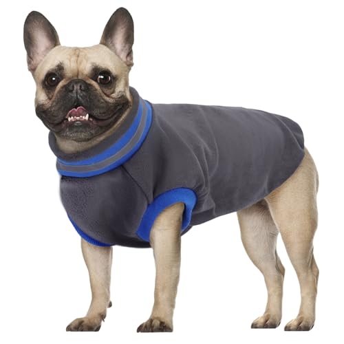 Hundemantel Fleece, Rollkragenpullover Hundejacke Mittelgroße Hunde Winter Hundebekleidung Fleece(Grau, L) von PUMYPOREITY