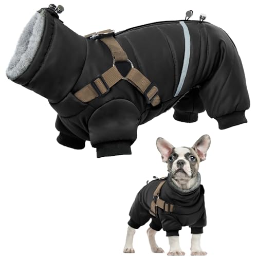 Hundemantel S, Hundemantel Winter Kleine Hunde Winterjacke Hundeweste Kleine Hunde Anti-Schneeanzug Hundebekleidung Winter Outfit für Kleine Hunde Hundemantel Chihuahua Bulldogge(Schwarz, S) von PUMYPOREITY