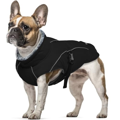 Hundemantel Wasserdicht, Winter Hundejacke Warme Winddichter Anti-Schneeanzug Winter Hundebekleidung Outfit für Kleine Mittlere und Große Hunde(Schwarz, S) von PUMYPOREITY