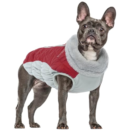 Hundemantel Wasserdicht, Winter Warme Hundejacke Winddichter Anti-Schneeanzug Hundebekleidung Outfit für Kleine Mittlere und Große Hunde(Rot, XS) von PUMYPOREITY