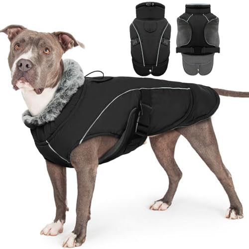 Hundemantel XXXL, Hundejacke Große Hunde Hundewinterjacke Thermomantel für Hunde Wärmemantel Hund Wintermantel Labrador Hundemantel Schwarz(Schwarz, 3XL) von PUMYPOREITY