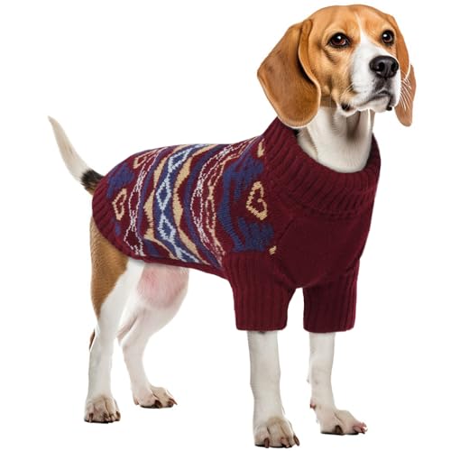 Hundemantel für Mittelgroße Hunde, Weihnachtspulli, Dog Sweater, Fleecejacke, Gestrickter Pullover (Rot, M) von PUMYPOREITY
